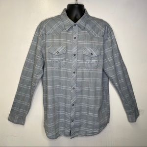Moonshine XL Blue Plaid Long Sleeve Snap Shirt